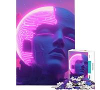 Puzzle de 1000 pièces pour Adolescents Sculpture néon tête Vaporwave Un défi éducatif mais Aussi Un Jeu Amusant et Relaxant pour Les 14 Ans et Plus Jeu de Puzzle Offert (38x52cm)