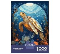 Puzzle De 1000 Pièces pour Adolescents Sea Turtle Art Nouveau Puzzle pour Adultes Jeu Manuel Défi Difficile Est Idéal comme Cadeau 38x26cm/1000pcs