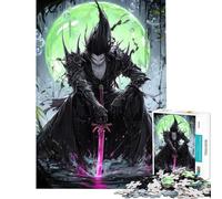 Puzzle de 1000 pièces pour Adolescents Seigneur Samouraï au Clair de Lune Vert Un défi à relever pour améliorer la mémoire Jeu Manuel à partir de 14 Ans (38x26cm)