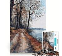 Puzzle de 1000 pièces pour Adolescents Sentier d'automne Jeu Amusant et ludique pour Les articulations Entraînement Mental Jeu Occasionnel Décoration Artistique de Noël (38x26cm)