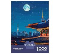 Puzzle De 1000 Pièces pour Adolescents Seoul South Korea Nightscape Illustration Puzzles pour Adultes Jeux De Détente Vacances À La Maison Passer Le Temps Défi À Compléter 38x26cm/1000pcs