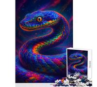 Puzzle de 1000 pièces pour Adolescents Serpent coloré sur Fond Cosmique Jeu Anti-Stress Idée Cadeau Casse-tête Stimulant pour développer la motricité Fine et l'intelligence Dimensions 38x52cm