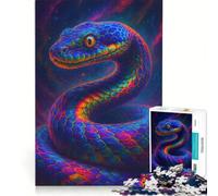 Puzzle de 1000 pièces pour Adolescents Serpent coloré sur Fond Cosmique, Jouet à Monter soi-même, améliore la mémoire, Collection d'artistes, Beaux-Arts 38x52cm