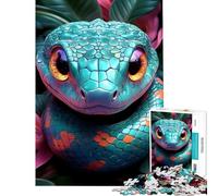 Puzzle de 1000 pièces pour Adolescents Serpent Turquoise Mignon aux Yeux Orange défi à réaliser Cadeau d'anniversaire décoration intérieure Jouet pour Les 14 Ans et Plus (38x26cm)