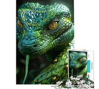Puzzle de 1000 pièces pour Adolescents Serpent Vert en Gros Plan Défi intellectuel Jouet addictif Jeu éducatif Niveau de difficulté élevé Idée Cadeau Parfaite (Dimensions 38x26cm)