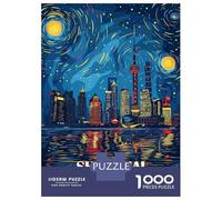 Puzzle De 1000 Pièces Pour Adolescents Shanghai China Skyline Night Art Puzzles Pour Adultes Vacances À La Maison Pour Se Divertir Interaction Parent-enfant Soirée Jeux Et Divertissement En Famille 70