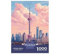 Puzzle De 1000 Pièces pour Adolescents Shanghai Skyline Illustration Puzzle pour Adolescents Analyse Et Logique Difficile Et Stimulant, Idéal comme Cadeau 38x26cm/1000pcs