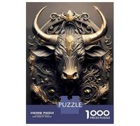 Puzzle De 1000 Pièces pour Adolescents Shiny Golden Bull Art Deco Puzzles pour Adultes, Jouet, Décoration Murale, Une Œuvre d'art, Difficile Et Stimulant 52x38cm/1000pcs