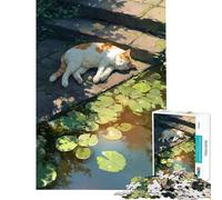 Puzzle de 1000 pièces pour Adolescents Sieste du Chat de The Lily Pond activités Amusantes à la Maison pour Toute la Famille Jouet Anti-Stress adapté aux 14 Ans et Plus (38x26cm)