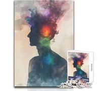 Puzzle de 1000 pièces pour Adolescents, Silhouette avec Roses des Chakras, Jeu intellectuel Difficile, décoration Murale, Dimensions : 38x26cm