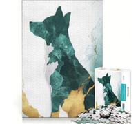 Puzzle de 1000 pièces pour Adolescents, Silhouette de Chien en marbre Vert, Jouet à Monter soi-même, améliore la mémoire, Collection d'artistes, Beaux-Arts 38x26cm