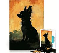 Puzzle de 1000 pièces pour Adolescents Silhouette de Chihuahua Découpe Parfaite Jeu de logique Amusant Jeu paisible Idéal pour Un Anniversaire (38x26cm)