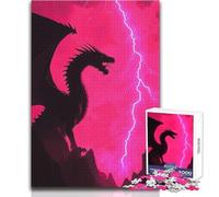 Puzzle de 1000 pièces pour Adolescents - Silhouette de Dragon avec éclairs - Apaisant et Relaxant - Assemblage précis - Dimensions:38x52cm