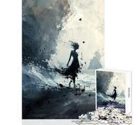 Puzzle de 1000 pièces pour Adolescents Silhouette de Femme dans la tempête Jeu éducatif Idée Cadeau pour Un Père Noël Secret Jeu de Manipulation Renforce l'amour Entre Couples Dimensions 38x52cm