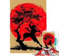 Puzzle de 1000 pièces pour Adolescents Silhouette de Ninja avec Soleil Rouge et Arbre Jouet éducatif Jeu Familial décoration Murale Cadeau pour Femmes et Hommes (Taille 38x26cm)