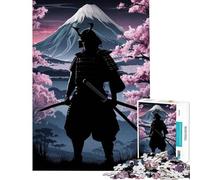 Puzzle de 1000 pièces pour Adolescents Silhouette de samouraï avec Le Mont Fuji en arrière-Plan Activités Amusantes à la Maison Jeux en Famille Convient aux 14 Ans et Plus (38x26cm)