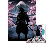 Puzzle de 1000 pièces pour Adolescents Silhouette de samouraï avec Le Mont Fuji en arrière-Plan défi éducatif Jeu d'analyse et de logique décoration Murale pour Les 14 Ans et Plus (38x52cm)