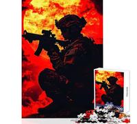 Puzzle de 1000 pièces pour Adolescents Silhouette de Soldat à Monter soi-même Un pour s'amuser à la Maison et stimuler sa réflexion Dimensions 50x75 cm