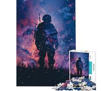 Puzzle de 1000 pièces pour Adolescents Silhouette de Soldat dans la Galaxie Difficile et Stimulant découpe de précision Jouet à Monter soi-même Convient aux 14 Ans et Plus (38x52cm)