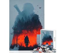Puzzle de 1000 pièces pour Adolescents Silhouette d'un Soldat à la Guerre Jouet Anti-Stress Cadeau d'anniversaire Jeu éducatif et Amusant pour s'amuser à la Maison Dimensions 50x75cm