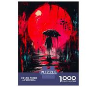Puzzle De 1000 Pièces pour Adolescents Silhouette Under Red Moon Puzzle Adulte Jeu Manuel Améliore La Mémoire Difficile Et Stimulant 70x50cm/1000pcs