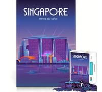 Puzzle de 1000 pièces pour Adolescents Singapour Marina Bay Sands Jeu créatif et ludique Idéal pour Les Moments de détente Décoration de Noël pour la Maison (38x52cm)