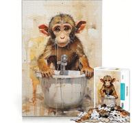 Puzzle de 1000 pièces pour Adolescents Singe à l'heure du Bain Jouet à Monter soi-même améliore la mémoire Collection d'artistes Beaux-Arts 50x75cm