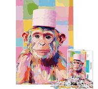 Puzzle de 1000 pièces pour Adolescents Singe coloré avec Chapeau en Papier Toilette Jouet addictif pour cultiver la Patience et se détendre Jeu de rapidité Manuelle Idée Cadeau (Dimensions 38x26cm)