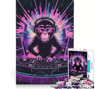 Puzzle de 1000 pièces pour Adolescents Singe DJ Néon Jeu de Construction Améliore la mémoire Collection d'artistes Beaux-Arts 50x75cm