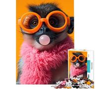 Puzzle de 1000 pièces pour Adolescents Singe et Chewing-Gum Jeu éducatif Cadeau d'anniversaire Modèle à Assembler (Dimensions 38x52cm)