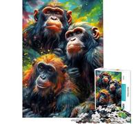 Puzzle de 1000 pièces pour Adolescents singes à Peindre Puzzles pour Adultes Jouets Anti-Stress Passe-Temps idéal pour Les Vacances à la Maison Exercice cérébral (Taille 38x52cm)