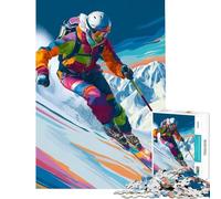 Puzzle de 1000 pièces pour Adolescents Skieur coloré sur Une Piste de Montagne Jeu Impossible Jouet éducatif pour se détendre et s'amuser (Dimensions 38x52cm)