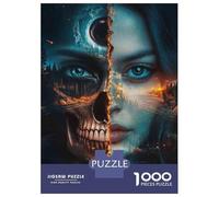 Puzzle De 1000 Pièces pour Adolescents Skull and Beauty Dual Nature Puzzle pour Adultes Jeu Manuel Défi Difficile Est Idéal comme Cadeau 38x26cm/1000pcs