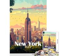 Puzzle de 1000 pièces pour Adolescents Skyline de New York Décoration intérieure Jouet Jeu éducatif Collection d'artistes Format Beaux-Arts 50x75cm