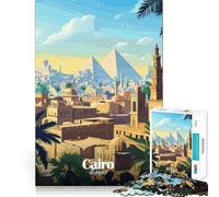 Puzzle de 1000 pièces pour Adolescents Skyline du Caire avec Pyramides Jeu de Concentration et de Loisirs Décoration Murale de Noël (38x52cm)