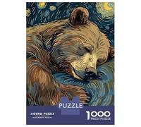 Puzzle De 1000 Pièces pour Adolescents Sleeping Bear in Starry Night Style Puzzles pour Adultes, Jeux De Détente, Assemblage De Motifs, Activités Amusantes À La Maison, 70x50cm/1000pcs