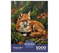 Puzzle De 1000 Pièces pour Adolescents Sleeping Fox in Autumn Forest Puzzle pour Adultes Jeu Manuel Décoration Murale Cadeaux pour Amis Et Famille 70x50cm/1000pcs