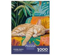 Puzzle De 1000 Pièces pour Adolescents Sleeping Orange Cat Puzzles pour Adultes Jeux De Détente Améliore La Mémoire Cadeaux De Noël Et d'anniversaire 70x50cm/1000pcs