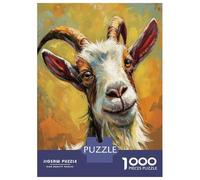 Puzzle De 1000 Pièces pour Adolescents Smiling Goat Portrait Painting Puzzle Anti-Stress, Amusant Et Original, Cadeau Unique pour Un Anniversaire Ou Noël 38x26cm/1000pcs