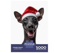 Puzzle De 1000 Pièces pour Adolescents Smiling Xoloitzcuintli Dog with Santa Hat Puzzles pour Adultes, Jeux De Détente, Assemblage De Motifs, Activités Amusantes À La Maison, 38x26cm/1000pcs