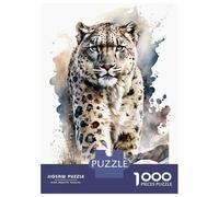 Puzzle De 1000 Pièces pour Adolescents Snow Leopard in Watercolor Puzzles pour Adultes, Jeu De Réflexion, Cadeau D'assemblage De Motifs pour Les Amis Et La Famille 38x26cm/1000pcs