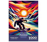 Puzzle De 1000 Pièces pour Adolescents Snowboarding WPAP Sunset Puzzle Anti-Stress, Amusant Et Original, Cadeau Unique pour Un Anniversaire Ou Noël 38x26cm/1000pcs