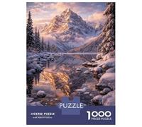 Puzzle De 1000 Pièces pour Adolescents Snowy Mountain Reflection at Sunrise Puzzle pour Adolescents Activités Familiales Interaction Parent-Enfant Cadeaux pour Amis Et Famille 52x38cm/1000pcs