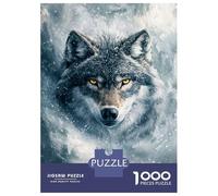 Puzzle De 1000 Pièces pour Adolescents Snowy Wolf Gaze Puzzle Adulte Jouets Anti-Stress Cadeaux pour Femmes Cadeaux Uniques pour Anniversaire Et Noël 38x26cm/1000pcs