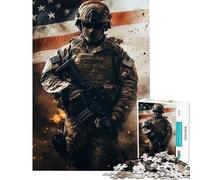 Puzzle de 1000 pièces pour Adolescents Soldat américain Jeu de Puzzle à Monter soi-même pour Toute la Famille Jeu Amusant et Stimulant (38x26cm)