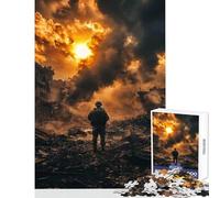 Puzzle de 1000 pièces pour Adolescents Soldat dans Une Ville ravagée par la Guerre Jeu éducatif Cadeau d'anniversaire Divertissement à la Maison Dimensions 50x75cm