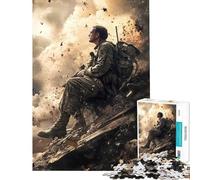 Puzzle de 1000 pièces pour Adolescents Soldat en Zone de Guerre Idéal pour Un Anniversaire ou Noël Une œuvre d'art Jeu Relaxant à partir de 14 Ans (50x75cm)