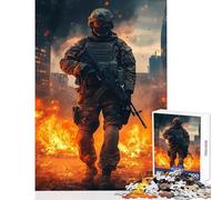 Puzzle de 1000 pièces pour Adolescents Soldat en Zone de Guerre Jeu Familial Cadeau d'anniversaire éducatif et éducatif (50x75cm)