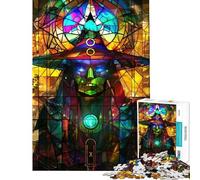 Puzzle de 1000 pièces pour Adolescents Sorcière en vitrail Jeu de réflexion Difficile et Stimulant (Dimensions 38x26cm)