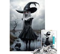 Puzzle de 1000 pièces pour Adolescents Sorcière Sombre dans Un Marais Activités Amusantes à la Maison Améliore la mémoire Jeux relaxants pour Les 14 Ans et Plus 38x52cm
